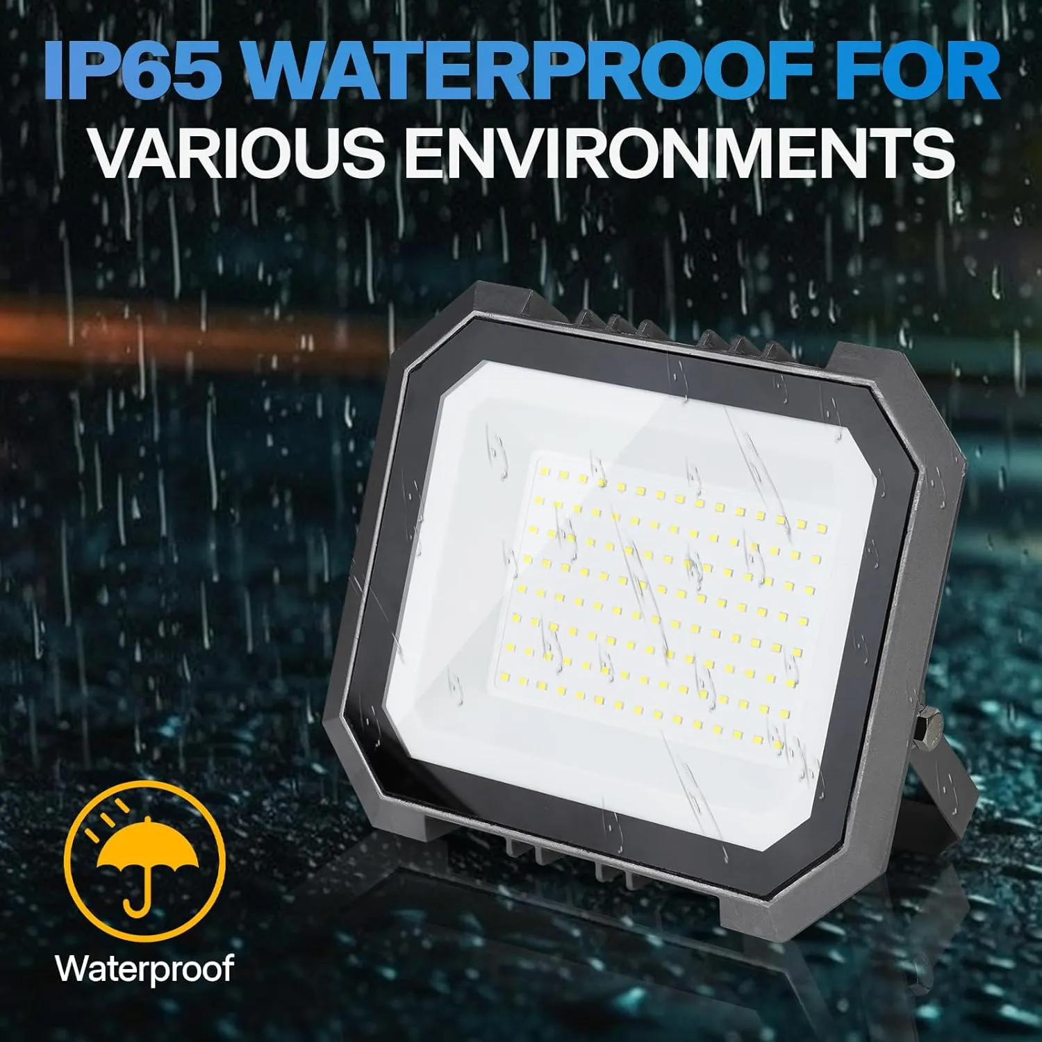 1 Pack LED Flood Lights Outdoor, 50W 5000LM Super Bright Floodlight Outside Work Light with 5.9FT Plug, IP65 Waterproof 6000K Outdoor LED Flood Light for Garage, Yard, Lawn, Garden
