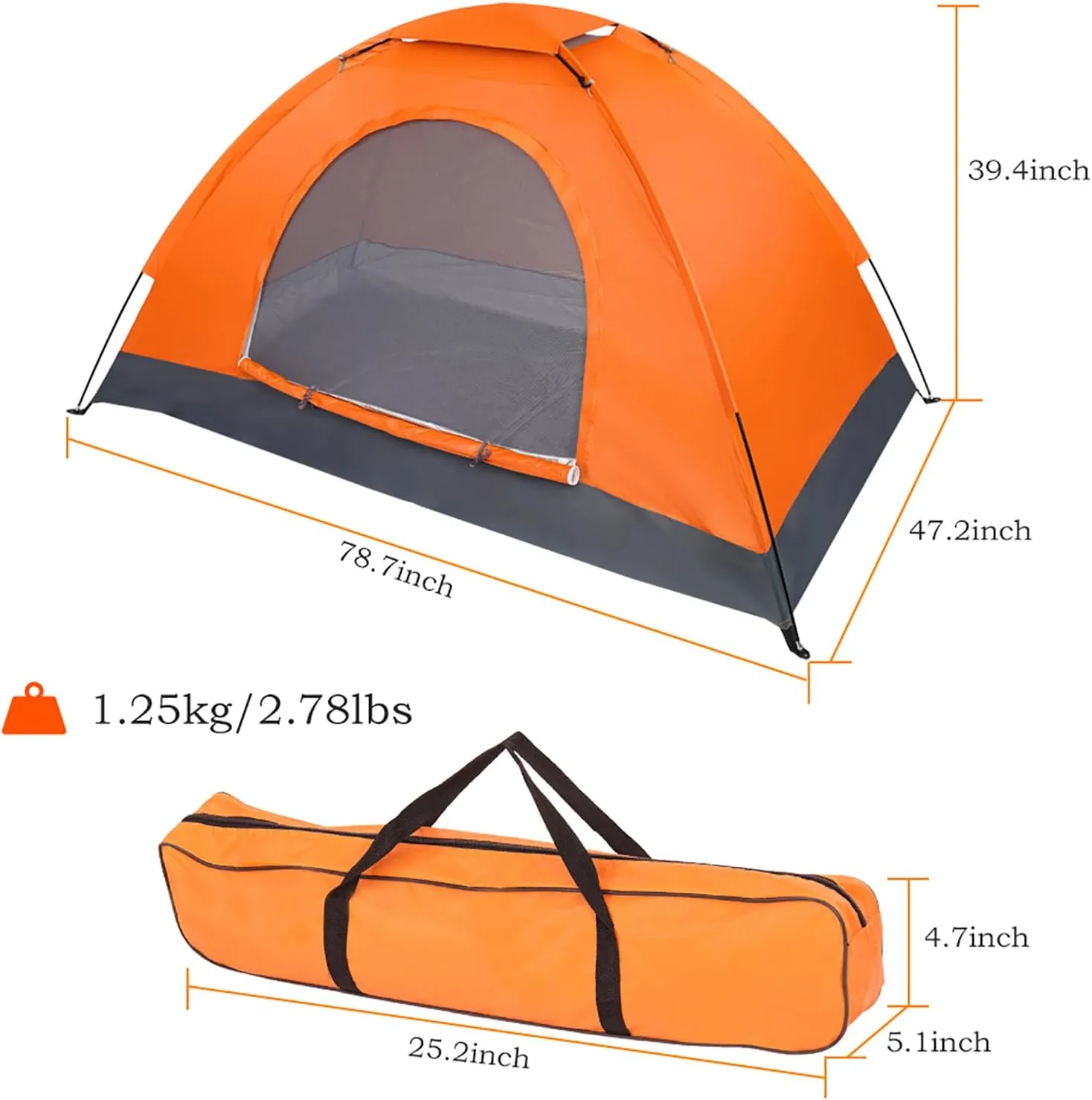 1 Person Patio Dome Tent, All-Weather Camping Tent, Easy Setup Portable Outdoor Tents with Dual-Way Zip and Carrying Bag, Windproof & Waterproof Heavy Duty Tents for Beach Hiking Travel,