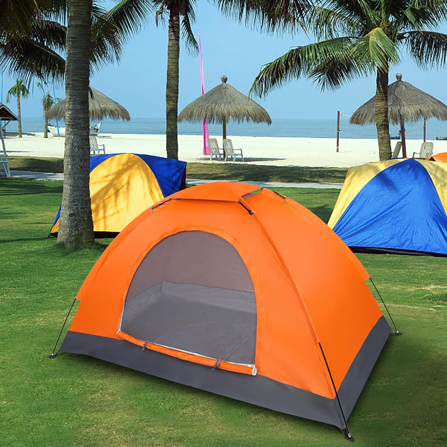 1 Person Patio Dome Tent, All-Weather Camping Tent, Easy Setup Portable Outdoor Tents with Dual-Way Zip and Carrying Bag, Windproof & Waterproof Heavy Duty Tents for Beach Hiking Travel,