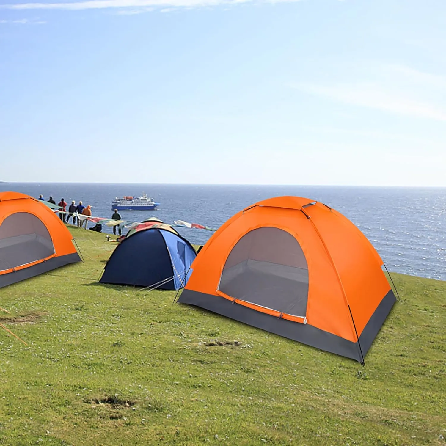 1 Person Patio Dome Tent, All-Weather Camping Tent, Easy Setup Portable Outdoor Tents with Dual-Way Zip and Carrying Bag, Windproof & Waterproof Heavy Duty Tents for Beach Hiking Travel,
