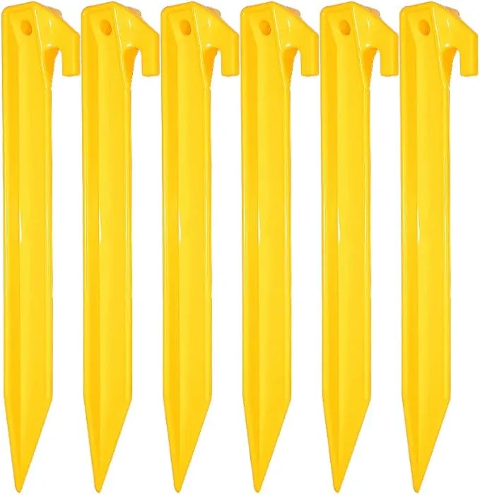 10 Pack Plastic Tent Stakes - 9 Inch Heavy Duty Beach Tent Pegs Canopy Stakes - Essential Gear for Camping, Backpacking, Gardening and More