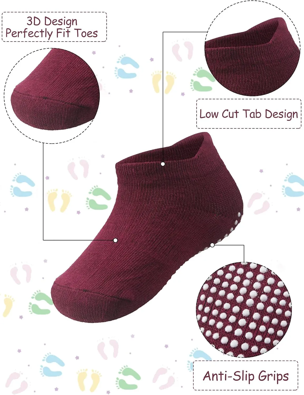 10 Pairs Baby Crawling Anti Slip Knee Pads and Anti Slip Baby Socks Set Unisex Toddler Knee Protectors Non Slip Ankle Socks
