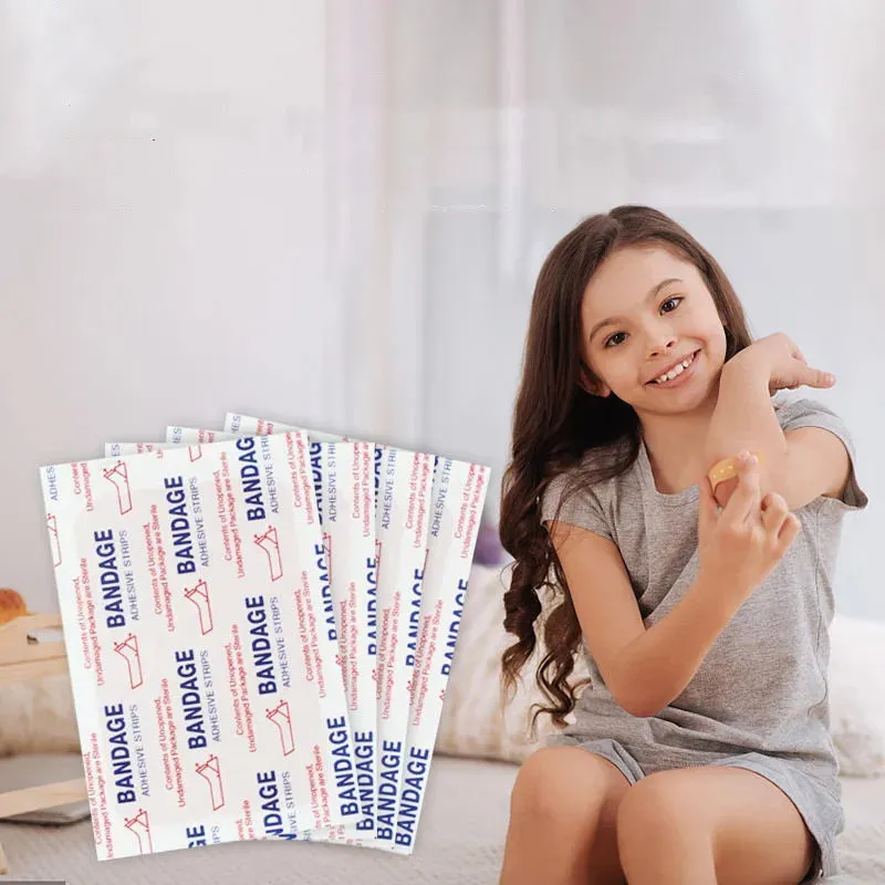 100pcs/lot Breathable Band Aid Waterproof Bandage First Aid Wound Dressing Medical Tape Wound Plaster Emergency Kits Bandaids