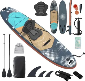 10.5ft Inflatable Paddle Board with Seat, Blow Up Paddle Boards with Kayak Seat for Adults, Stand-up Paddleboards, Inflatable Stand Up Paddle Board on Calm Lake