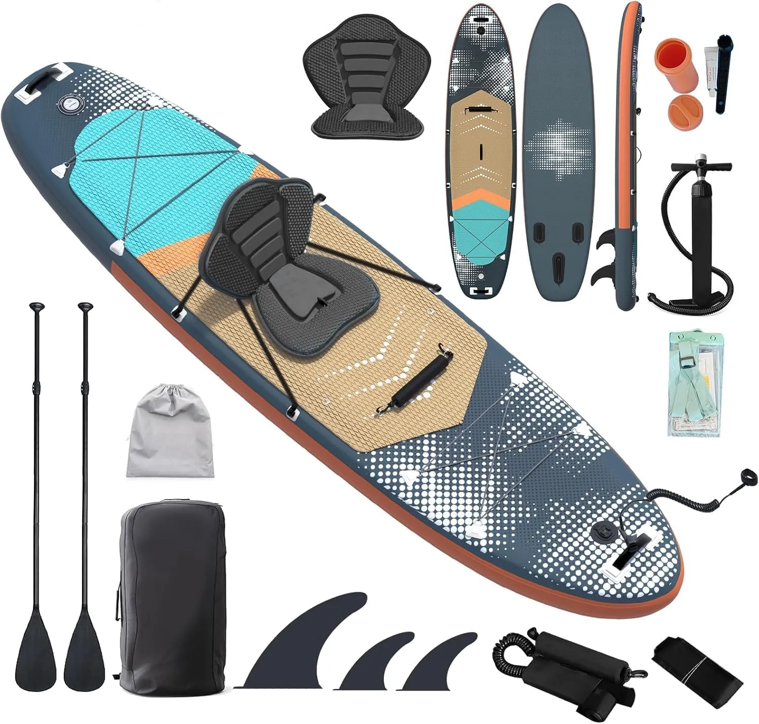 10.5ft Inflatable Paddle Board with Seat, Blow Up Paddle Boards with Kayak Seat for Adults, Stand-up Paddleboards, Inflatable Stand Up Paddle Board on Calm Lake
