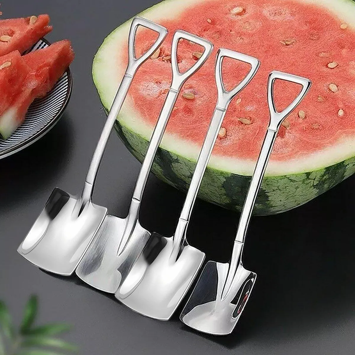 10pcs Stainless Steel Watermelon Scoop Coffee Dessert Fruit Baller Tool