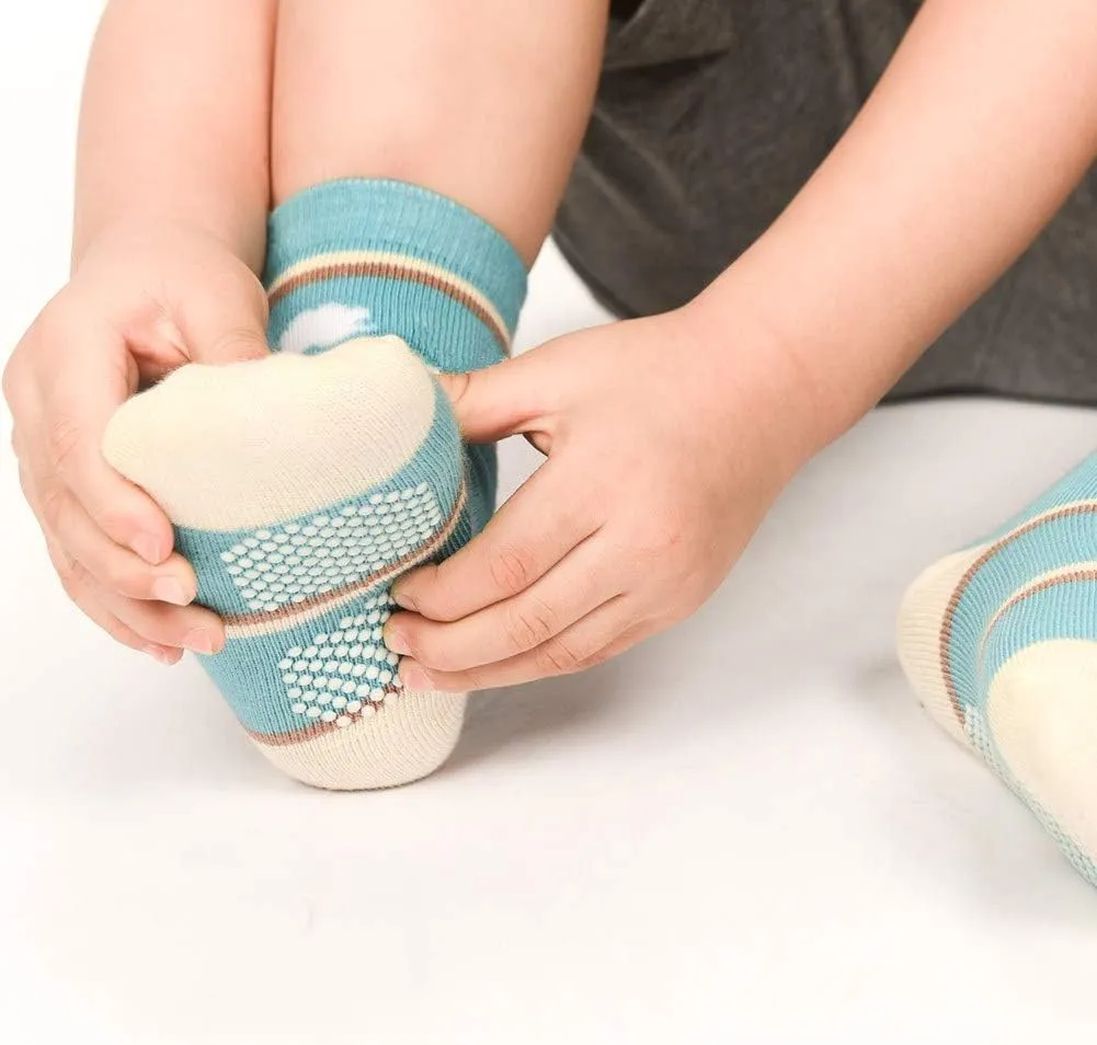12 Pairs Toddler Boy Socks - Grip, Non-Slip, Cotton, Anti-Skid Socks for Kids & Boys