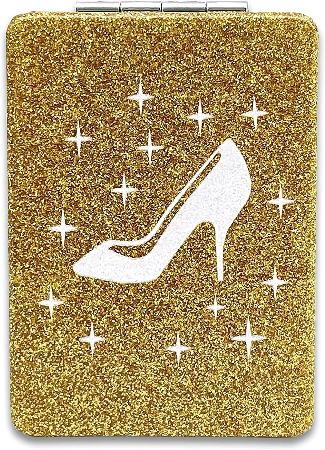 12 Pcs Sweet 15 Quinceanera Bling Compact Mirror Square Leather Makeup Mirror Recuerdos De Bautizo First Communion Mis Quince Años for Party Favors (High Heel Gold)