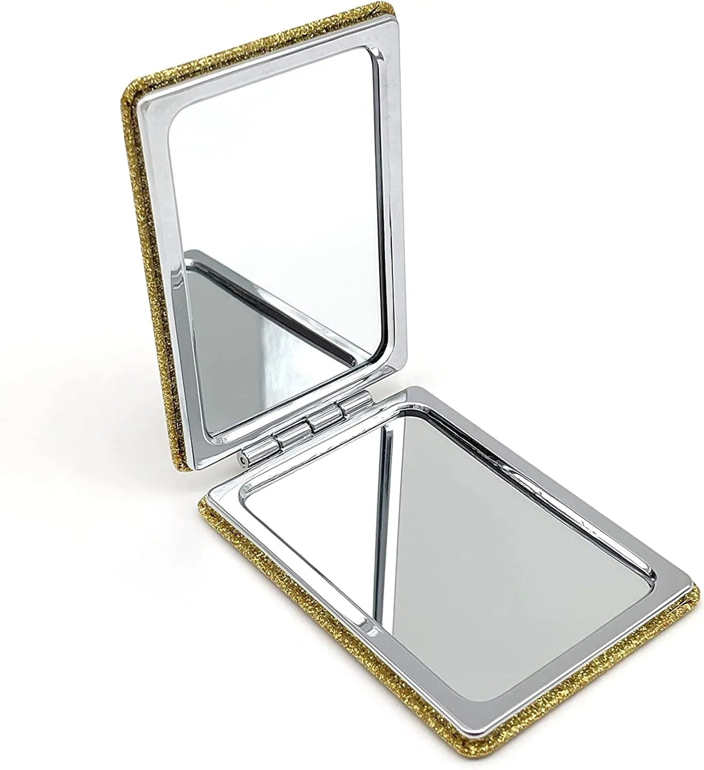 12 Pcs Sweet 15 Quinceanera Bling Compact Mirror Square Leather Makeup Mirror Recuerdos De Bautizo First Communion Mis Quince Años for Party Favors (High Heel Gold)
