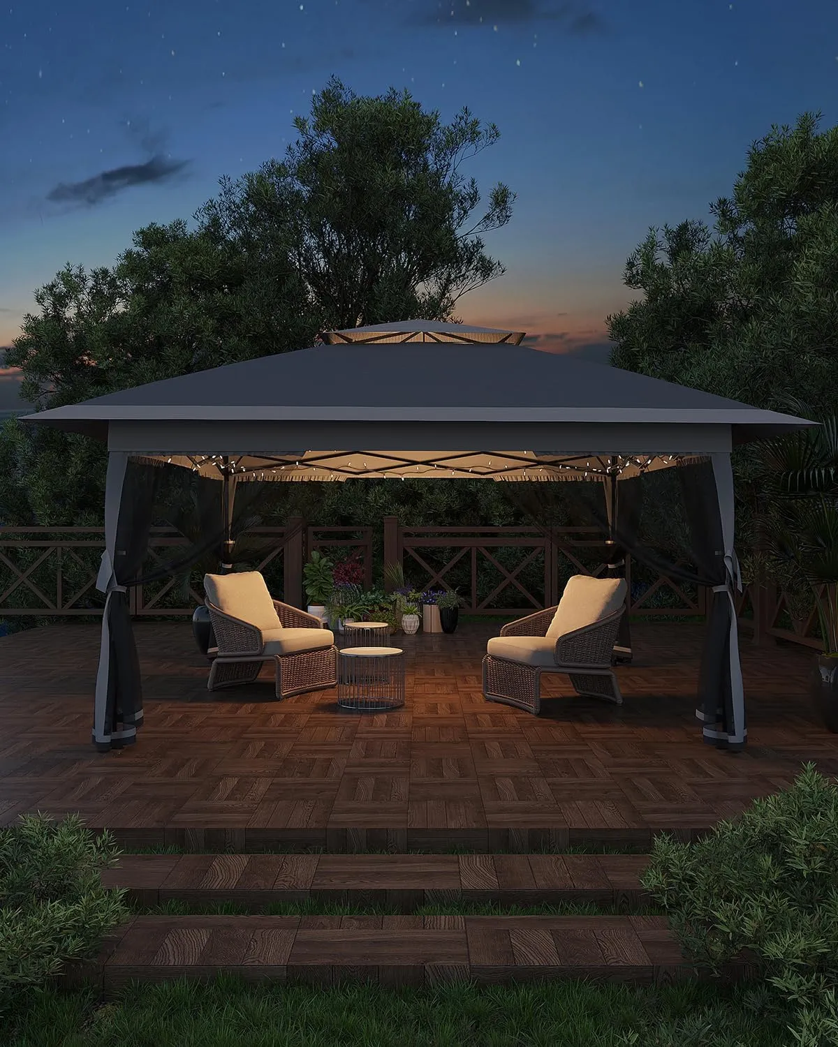 12x12 Canopy Tent, Pop Up Gazebo with Mosquito Netting, Outdoor Gazebo with 4 Sandbags & Wheeled Bag, pop up Canopy for Backyard & Patio Furniture, Patio, Deck