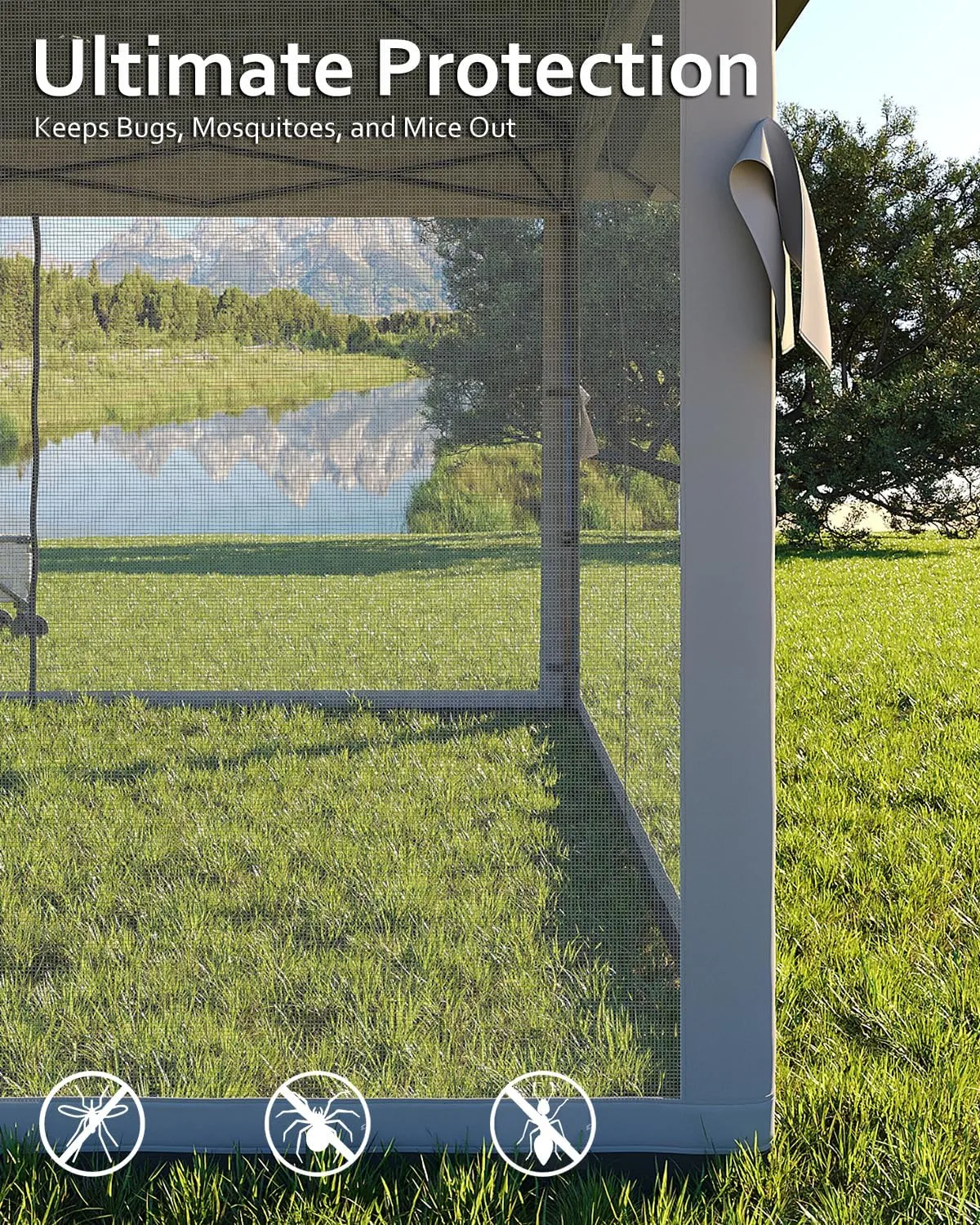 12x12 Canopy Tent, Pop Up Gazebo with Mosquito Netting, Outdoor Gazebo with 4 Sandbags & Wheeled Bag, pop up Canopy for Backyard & Patio Furniture, Patio, Deck