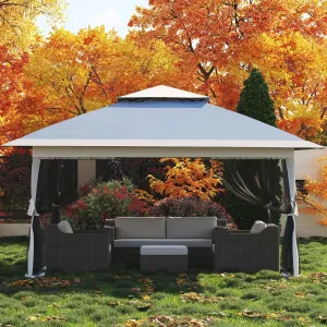 13x13 Canopy Tent, Pop Up Gazebo with Mosquito Netting, Outdoor Gazebo with 4 Sandbags & Wheeled Bag, pop up Canopy for Backyard & Patio Furniture, Patio, Deck