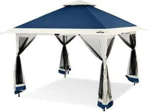 13x13FT Pop-Up Gazebo, Instant Canopy Gazebo with Mosquito Net & Double Roof, Adjustable Height Canopy Tent,with Waterproof and Ultraviolet Double Roof for Backyard, Garden
