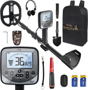 16 inch Depth Metal Detector for Adults,19.2 kHz Professional Metal Detector Kit with Pinpointer High Sensitivity DISC&PP Mode Waterproof Gold Detector with Dual D Search Coil,LCD Backlight Display