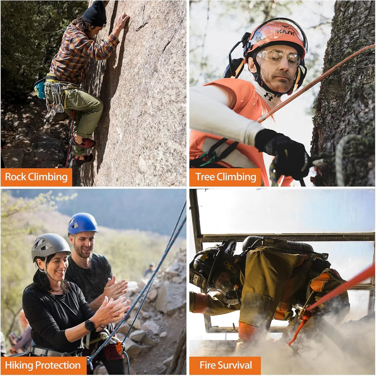 16mm 64Ft/20m Climbing Rope Strong Rope Tree Climbing Gear Static Climbing Rope Arborist Equipment Rock Climbing Heavy Duty Tree Stand Camping Rope Survival Equipment Orange