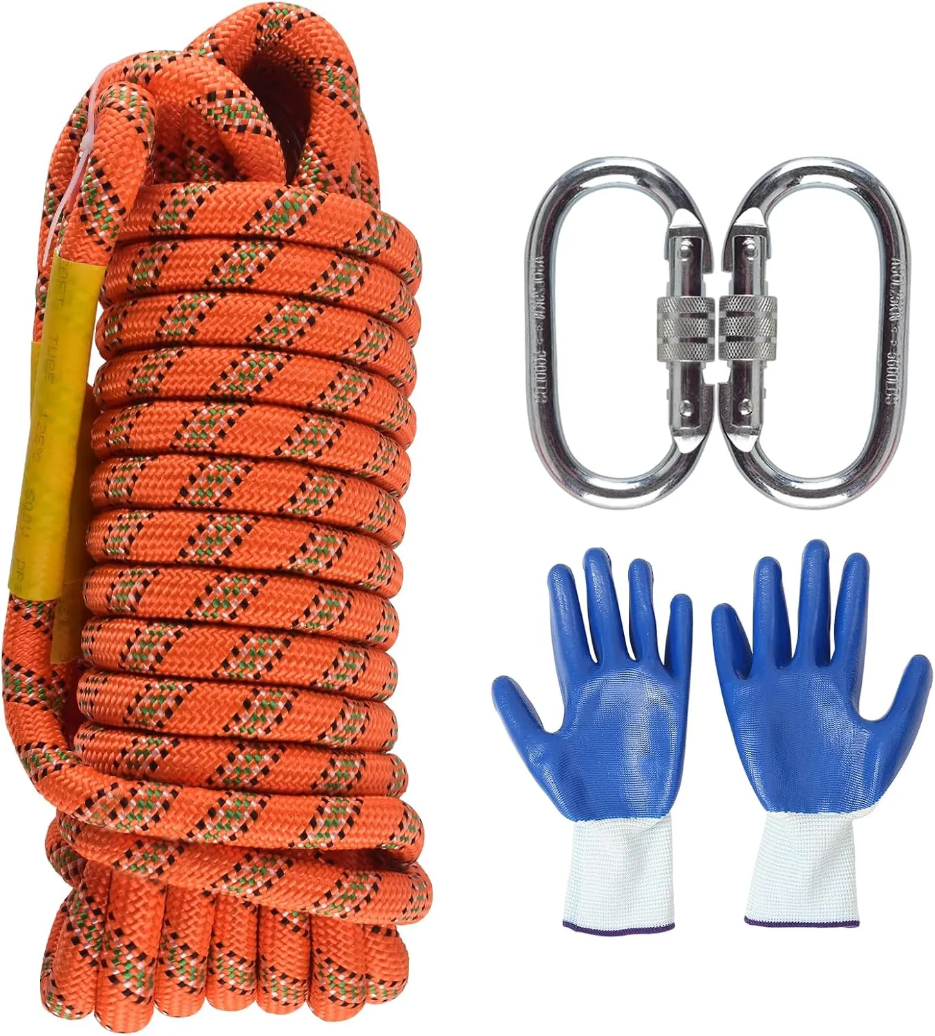 16mm 64Ft/20m Climbing Rope Strong Rope Tree Climbing Gear Static Climbing Rope Arborist Equipment Rock Climbing Heavy Duty Tree Stand Camping Rope Survival Equipment Orange
