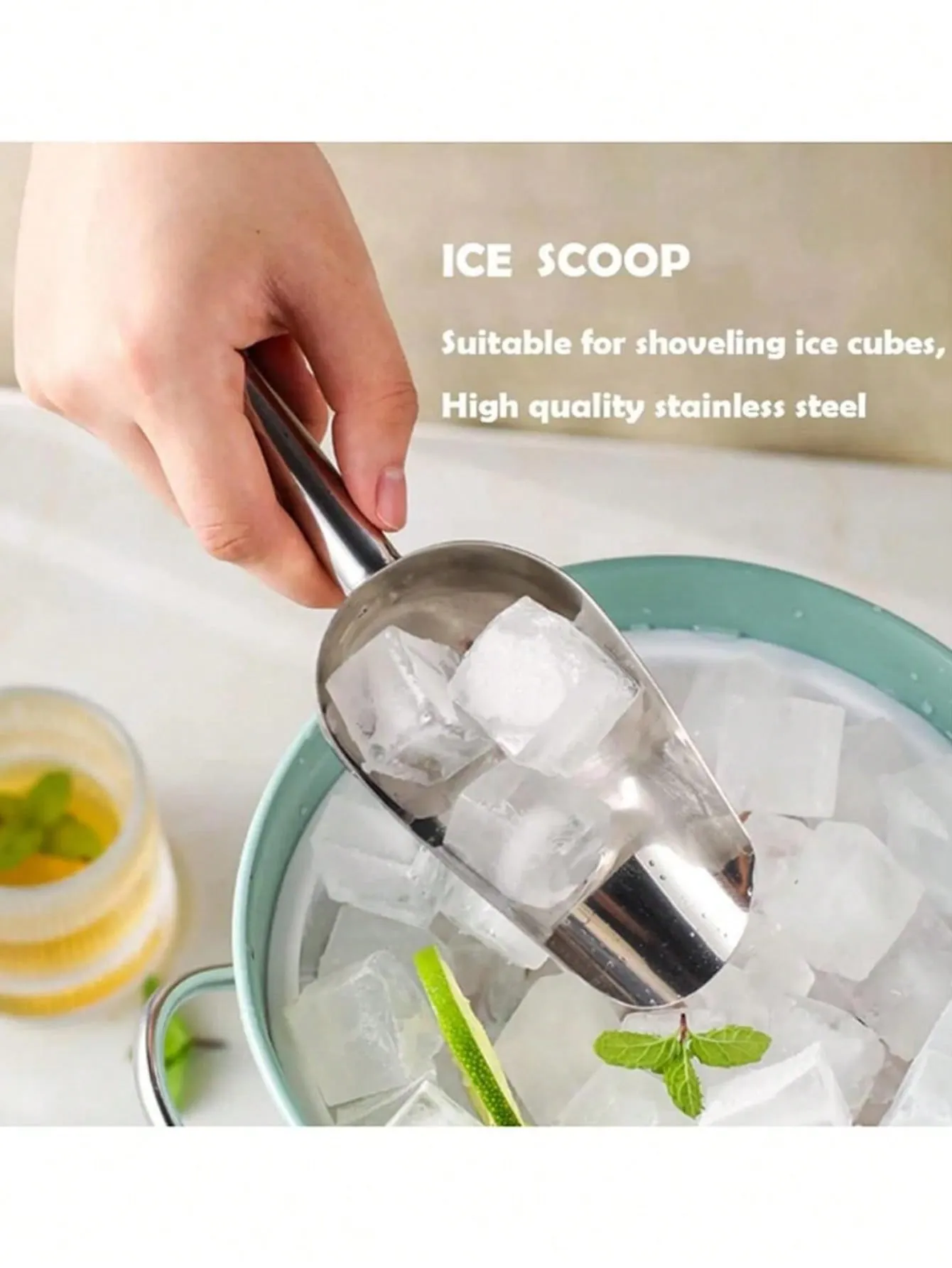 1pc Stainless Steel Multi-Purpose Kitchen Shovel For Ice, Coffee Beans, Flour, Etc.