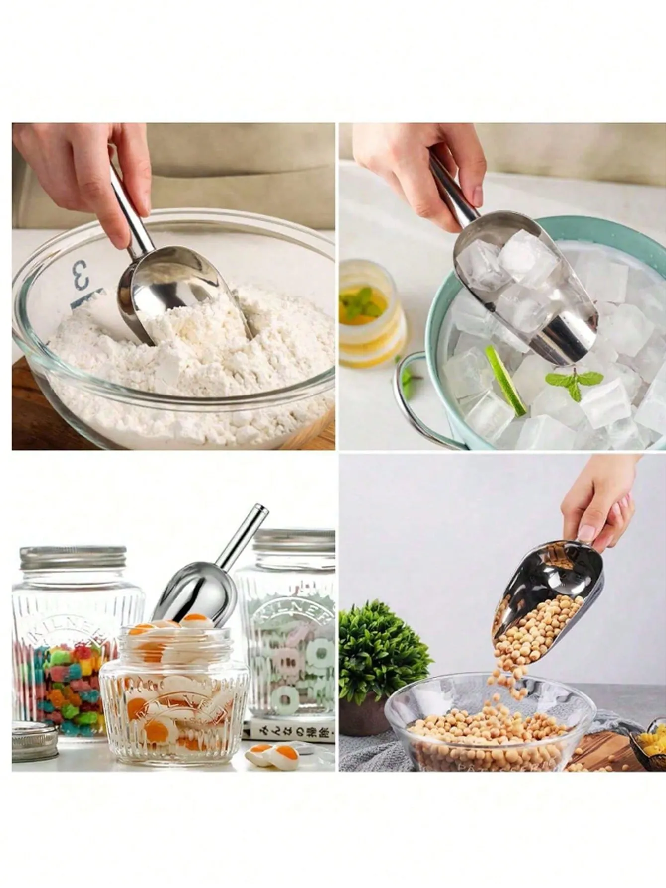1pc Stainless Steel Multi-Purpose Kitchen Shovel For Ice, Coffee Beans, Flour, Etc.