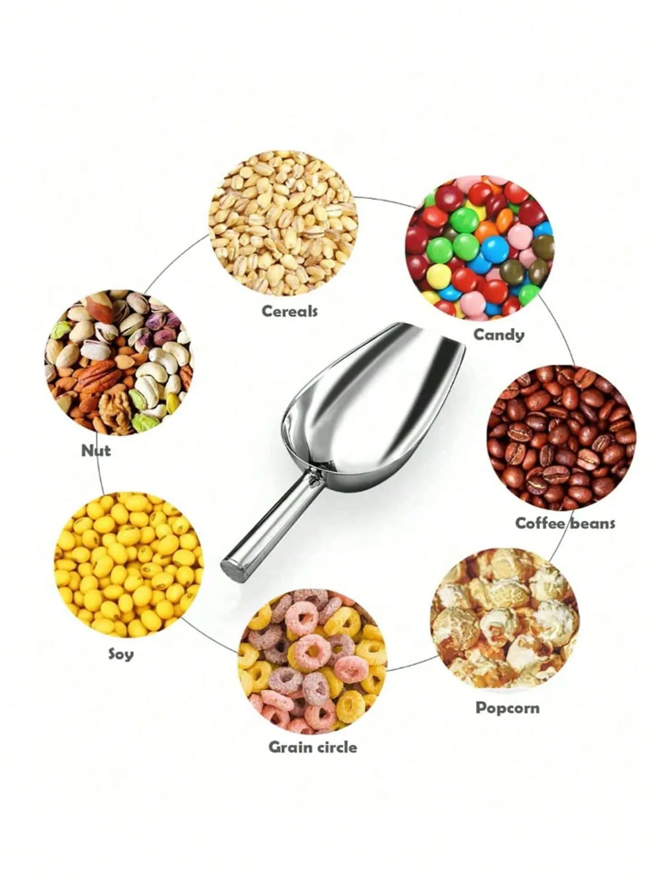 1pc Stainless Steel Multi-Purpose Kitchen Shovel For Ice, Coffee Beans, Flour, Etc.