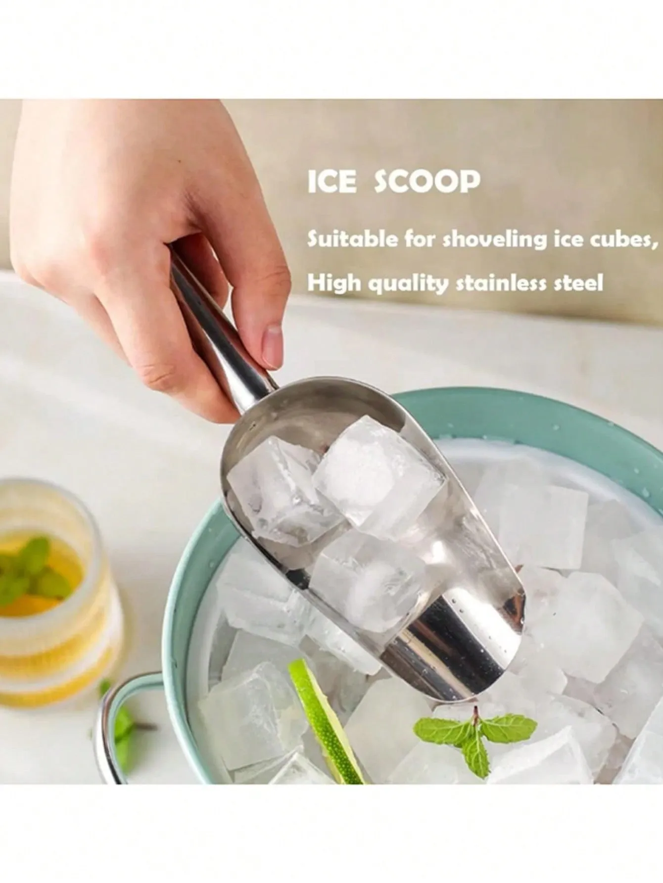1pc Stainless Steel Multi-Purpose Kitchen Shovel For Ice, Coffee Beans, Flour, Etc.