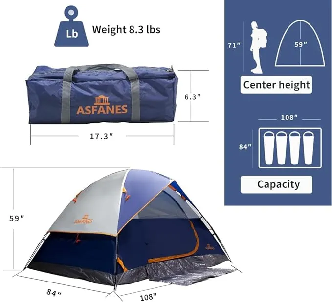 2-12 Person Tents for Camping Waterproof, Backpack Double Layer Camping Tents, Perfect Picnics, Fishing and Backyard Camping