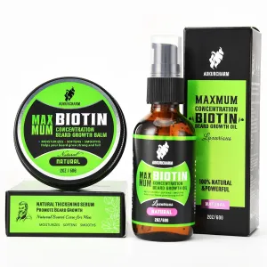 2 Pack Biotin Beard Growth Kit for Men – Unscented Beard Oil & Balm – Beard Care Set for Growth, Softening & Styling – Gift for Father’s Day & Christmas