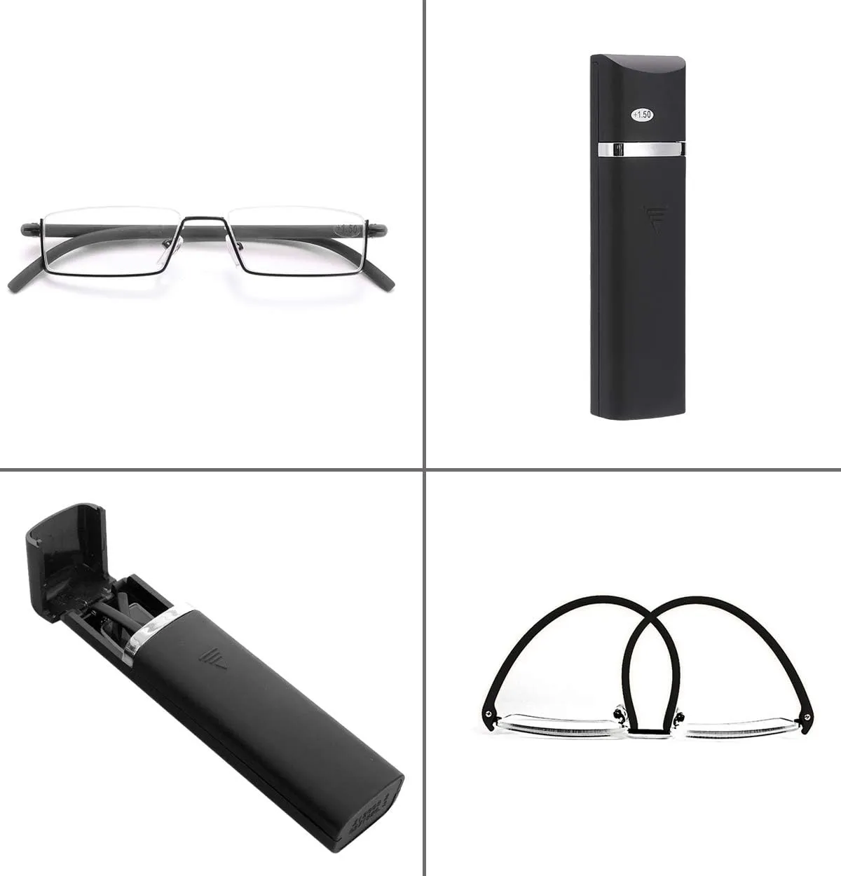 2 Pack Half Frame Reading Glasses for Men and Women Lightweight Computer Readers with Portable Case 2.25