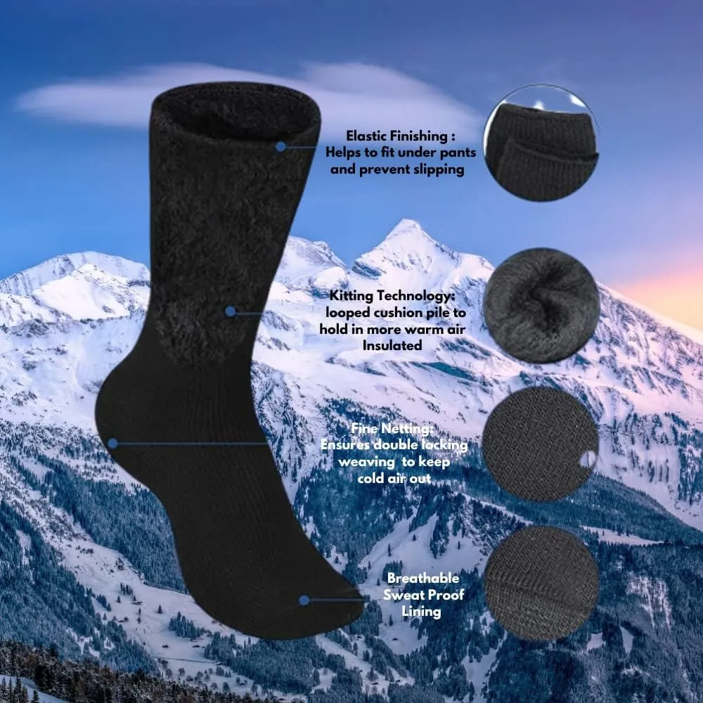 2 Pair, Men's Heated Sox Socks Thick Thermal Socks Keeps Feet Warmer Longer 2.3 TOG heat rating.Size: 10-15.