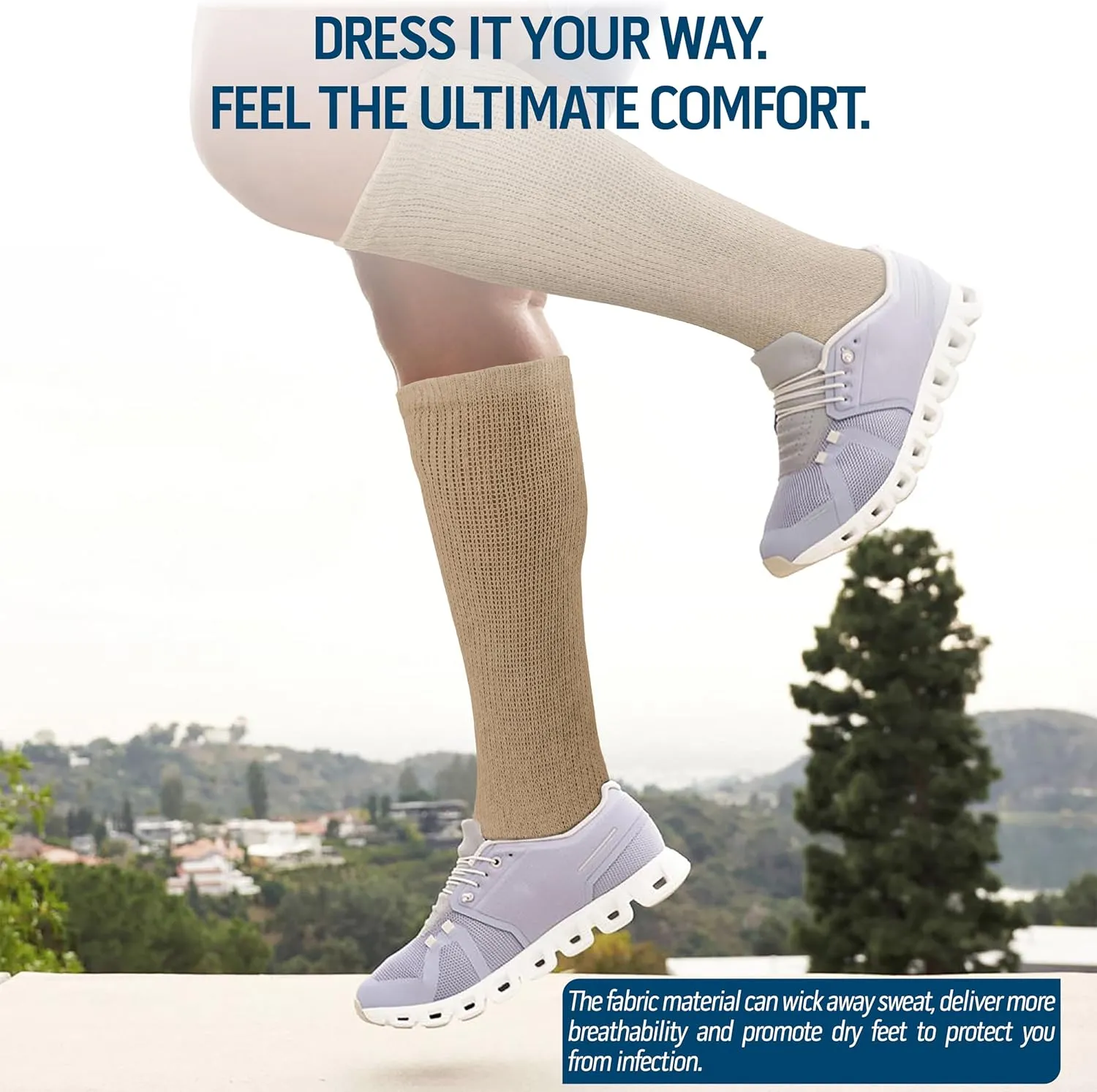 2 Pairs Diabetic Socks Over The Calf - Knee High Premium Cotton Socks Men's Size 10-13 Big & Tall Size 13-16