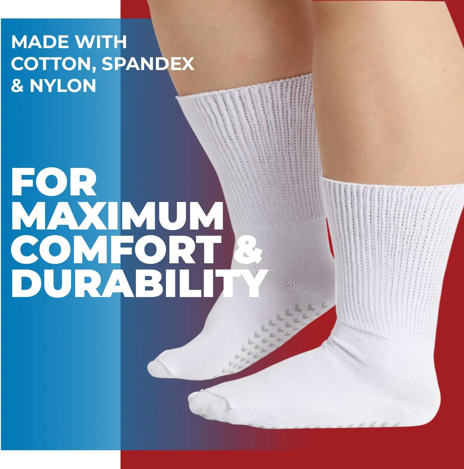 2 Pairs Extra Wide Socks For Swollen Feet, Diabetic Socks for Men, Diabetic Non Slip Socks, Diabetic Socks Women, Hospital Socks with Skid Grips, Non Slip Socks For Elderly, Extra Wide Diabetic Socks
