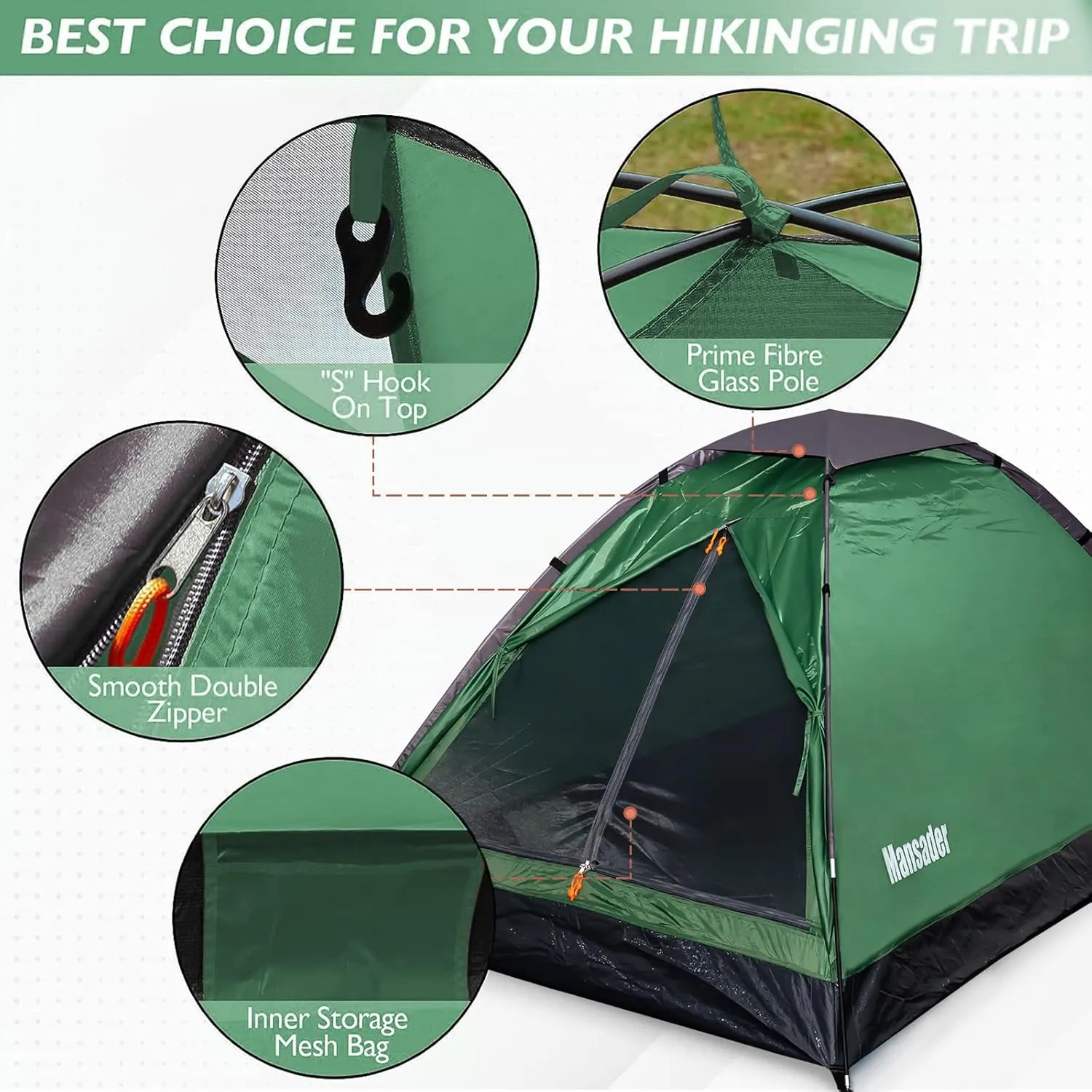 2 Person Camping Dome Tent,Waterproof Lightweight Portable Tents for Outdoor Camping Hiking Travel
