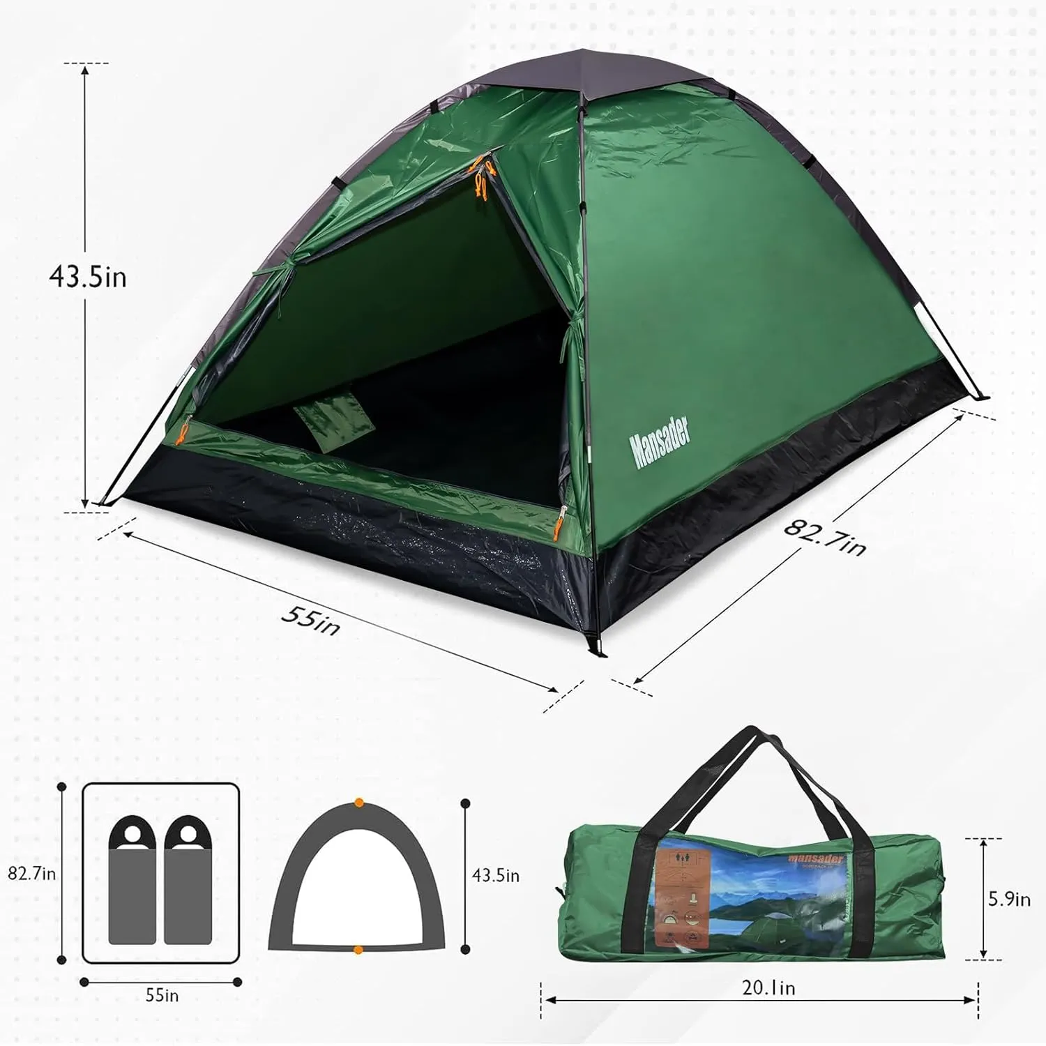 2 Person Camping Dome Tent,Waterproof Lightweight Portable Tents for Outdoor Camping Hiking Travel