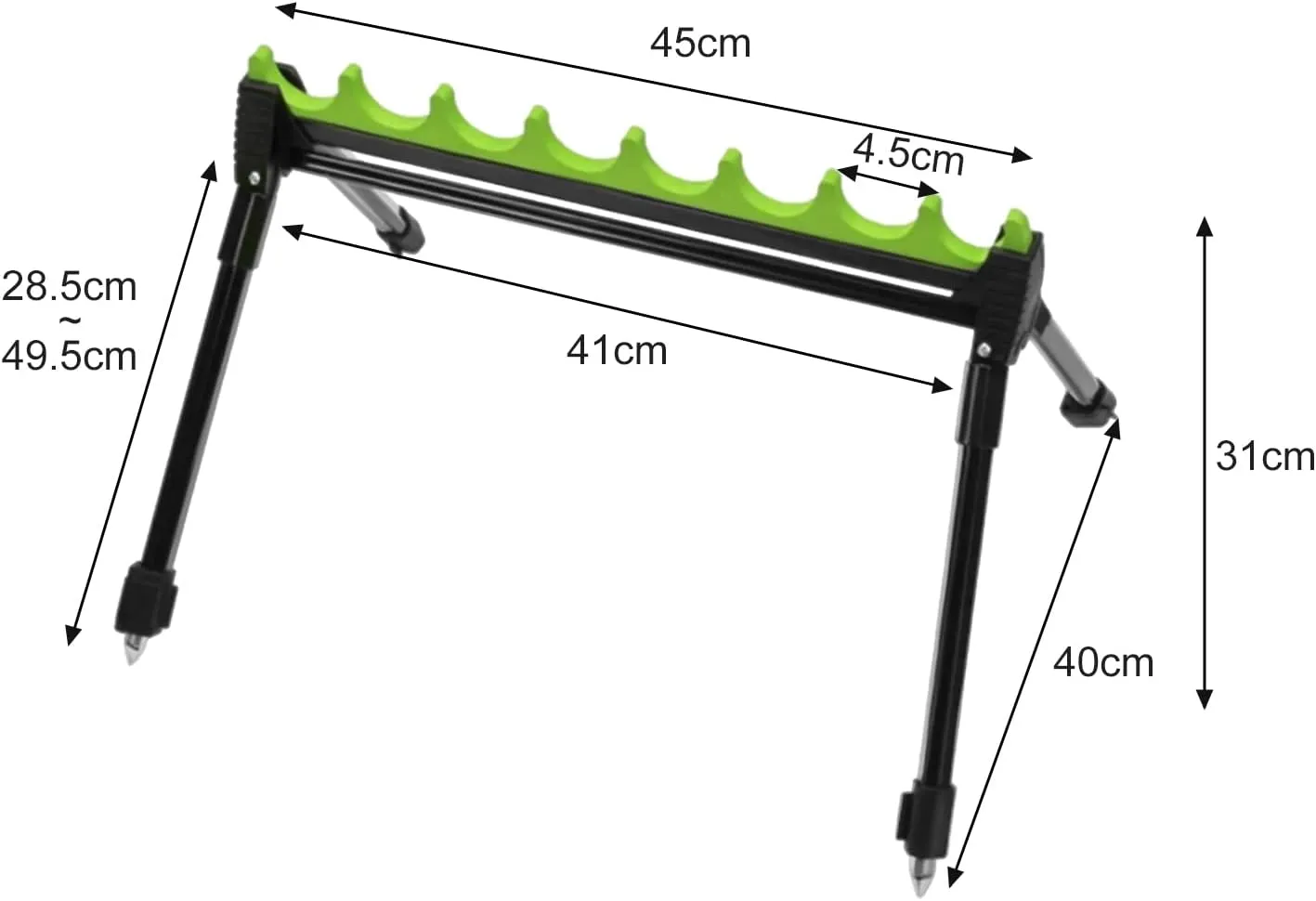 2 Section Telescopic Fishing Rod Holder 4 Leg 8 Rig Roost Kit with EVA Coating Metal Frame for Shore Bank Fishing Multi-Hole Outdoor Fishing Rod Holder Sea Rod Ground-Plug Holder
