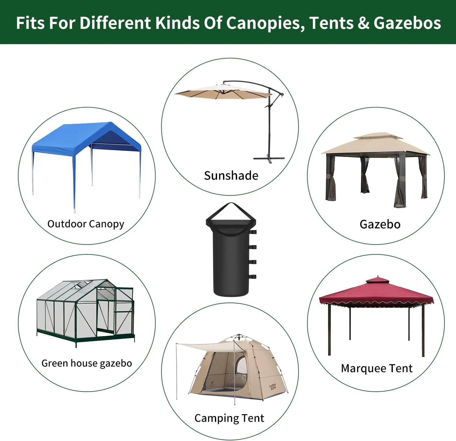 200LBS Canopy Tent Weights Set of 4 Empty Sand Bags for Canopy Tent Legs, Heavy Duty 1680D Pop Up Canopy Tent Weights Sandbags for Outdoor Gazebos, Umbrellas, Pergolas, Sunshades & Patio Furniture