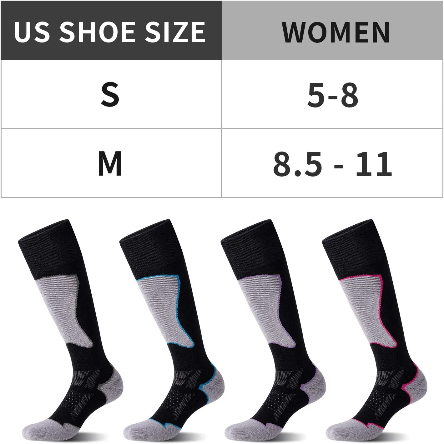 2/3 Pack Women's Ski Socks for Skiing Snowboarding Warm Winter Thermal Socks