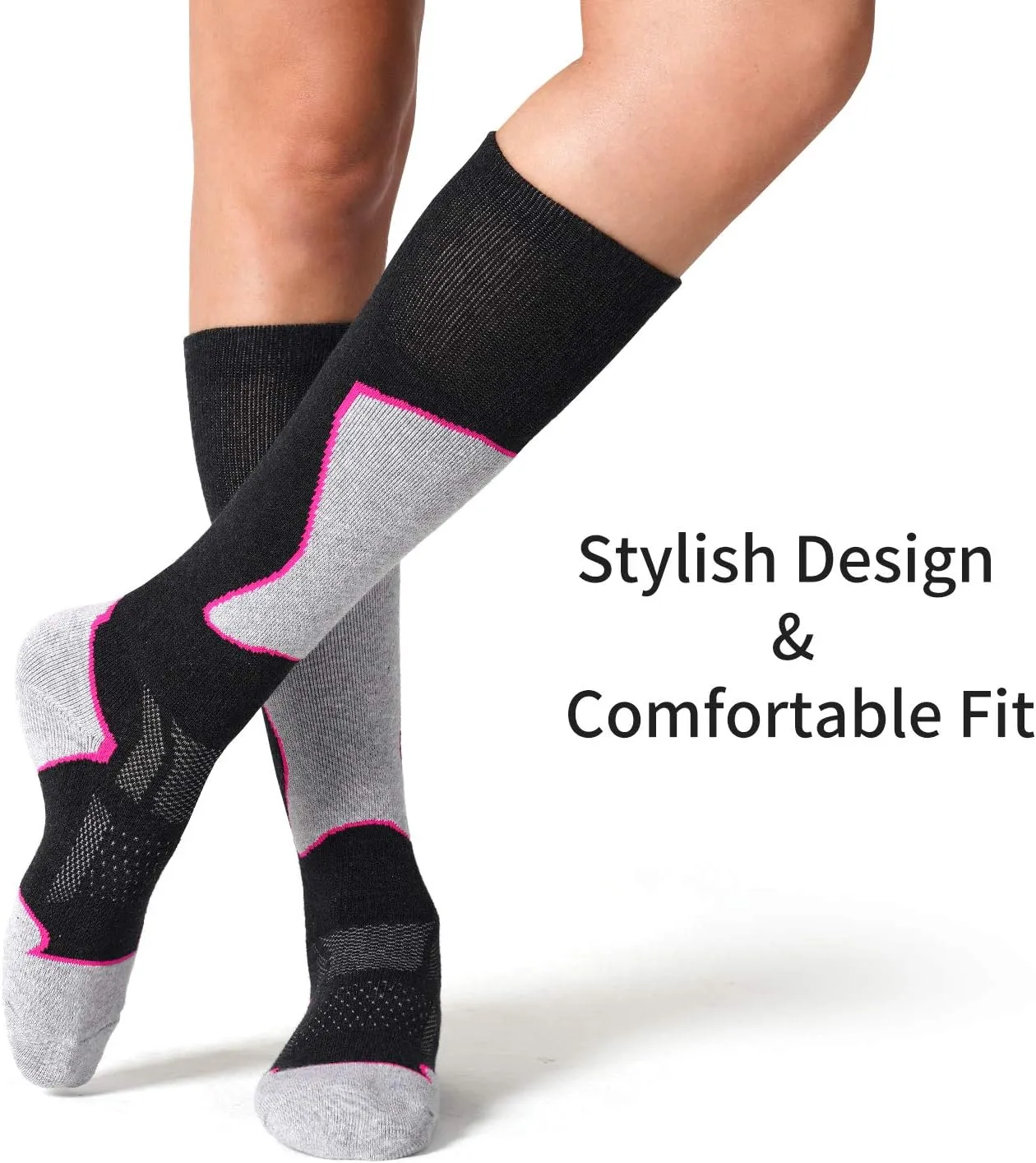 2/3 Pack Women's Ski Socks for Skiing Snowboarding Warm Winter Thermal Socks