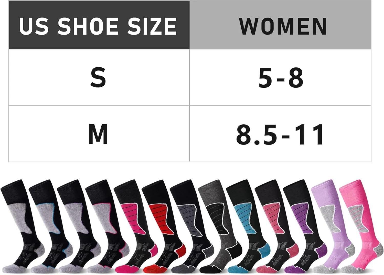 2/3 Pack Women's Ski Socks for Skiing Snowboarding Warm Winter Thermal Socks