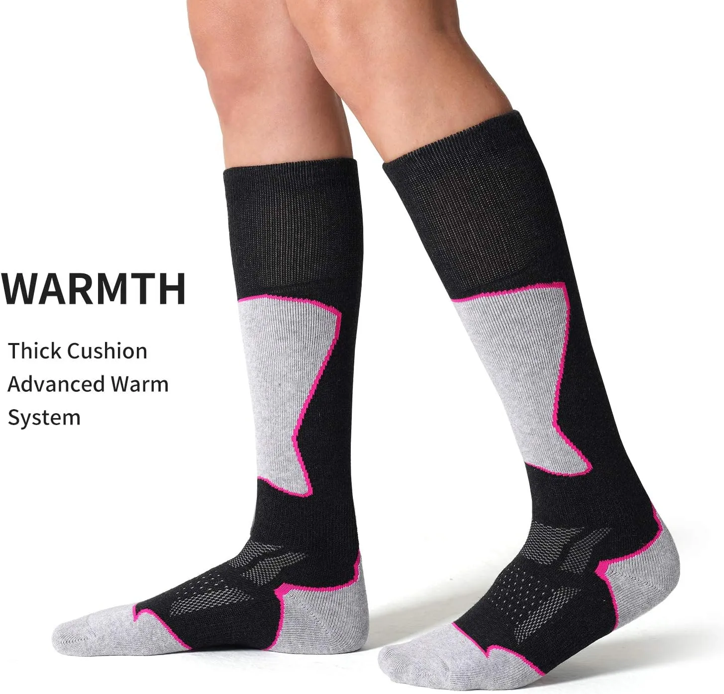 2/3 Pack Women's Ski Socks for Skiing Snowboarding Warm Winter Thermal Socks