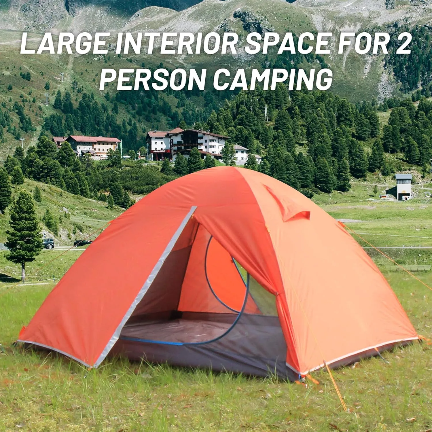 2/3 Person Camping Tent Backpacking Lightweight Tent Waterproof Windproof Aluminum Pole Two Doors Double Layer Easy Setup Portable for Outdoor Camping Hiking Beach Travel