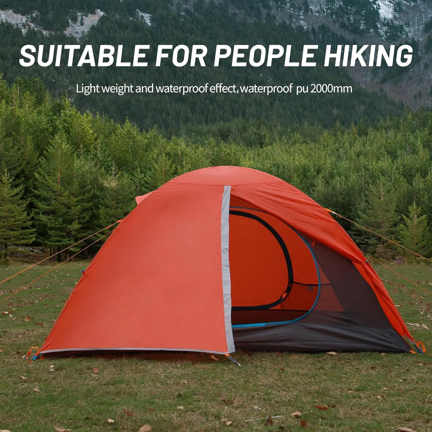 2/3 Person Camping Tent Backpacking Lightweight Tent Waterproof Windproof Aluminum Pole Two Doors Double Layer Easy Setup Portable for Outdoor Camping Hiking Beach Travel