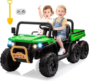 24v Ride On Dump Truck Utv for Kids to Drive, 2 Seater Kids Utv Ride On Truck w/Parent Remote Control, Electric Utv Vehicles with Electric Dump Bed, 4WD Power Ride-On 6 Wheels Ride On Toys for Boys