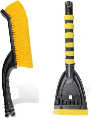26" Snow Brush and Ice Scraper for Car Windshield, Detachable Snow and Ice Removal Tool with Ergonomic Comfortable Foam Grip, Winter Car Accessories for Cars, Trucks, SUVs Window (Yellow)