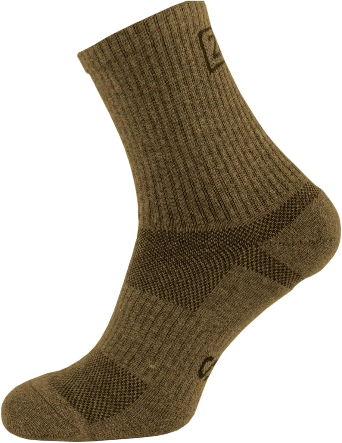 281Z Military Cotton Micro Crew Boot Socks - Cushioned Sole - Moisture Wicking - Hiking Outdoor (Coyote Brown)
