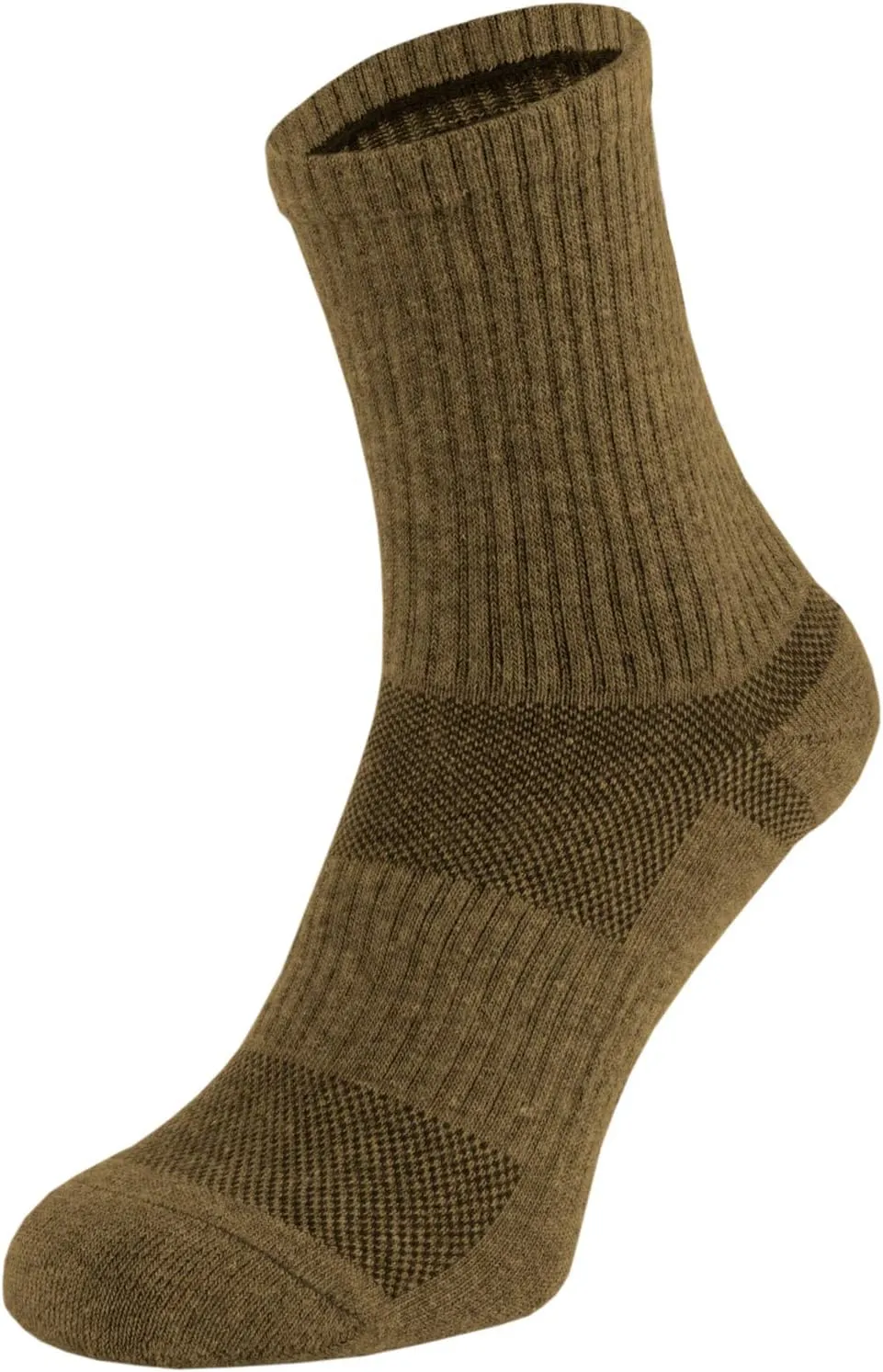 281Z Military Cotton Micro Crew Boot Socks - Cushioned Sole - Moisture Wicking - Hiking Outdoor (Coyote Brown)