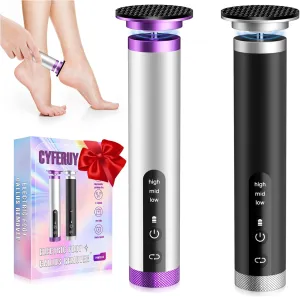2PCS Electric Foot Callus Remover with Nano-Glass Head(Purple) (Black)