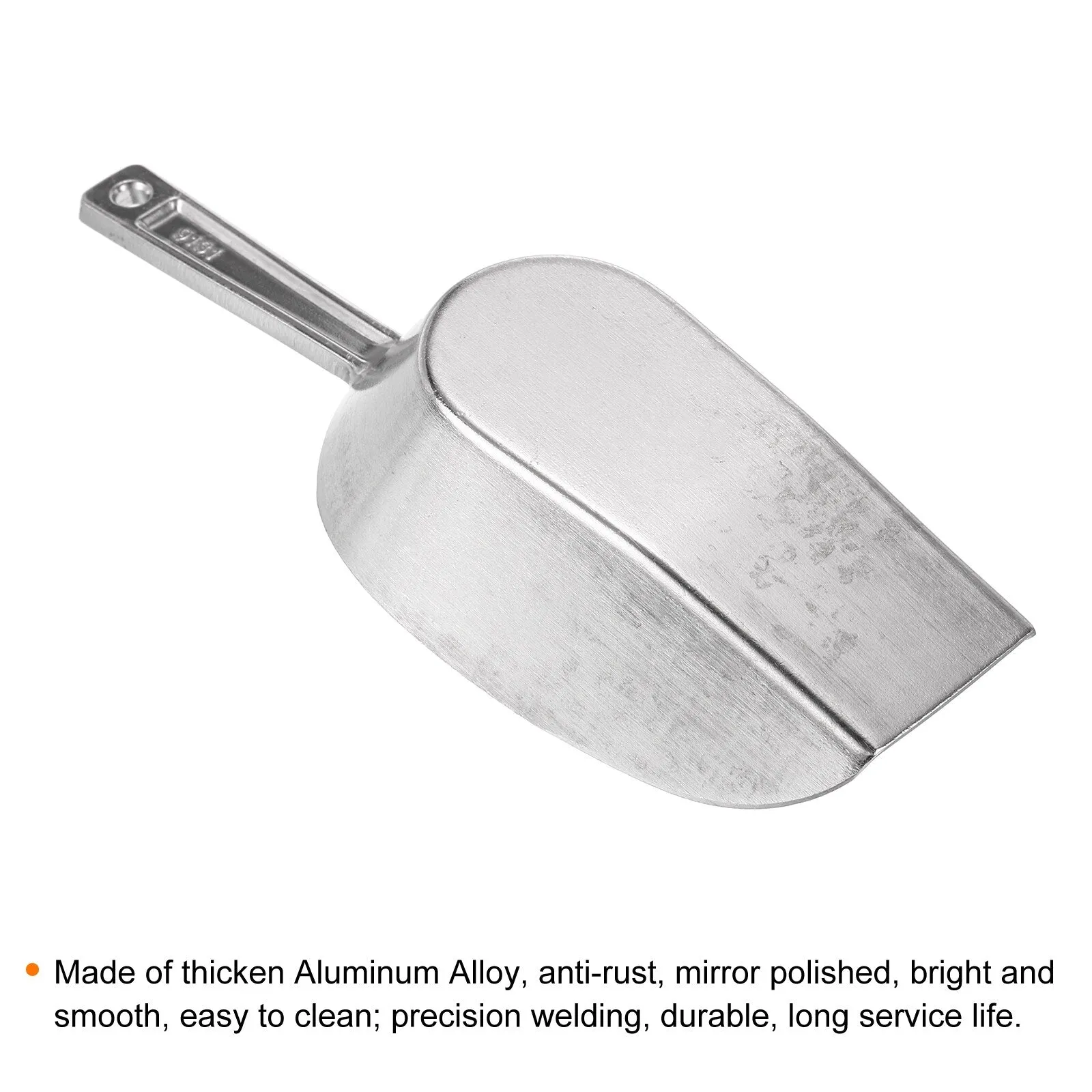2Pcs Ice Scoops Aluminum 7.09" Small Ice Maker Flour Cereal Sugar Utility Shovel - Silver Tone