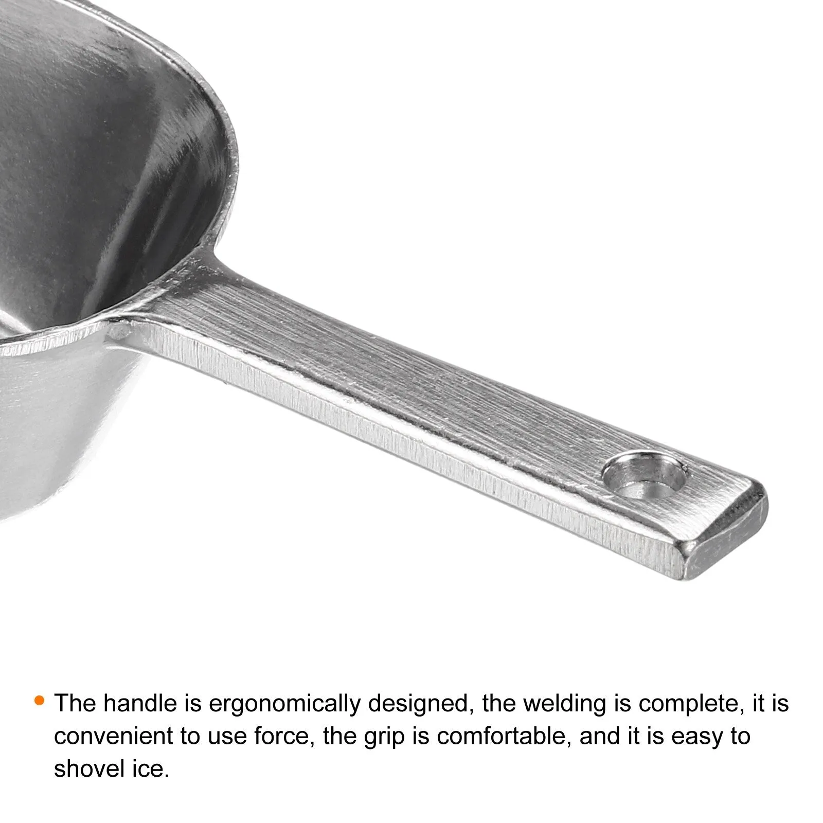 2Pcs Ice Scoops Aluminum 7.09" Small Ice Maker Flour Cereal Sugar Utility Shovel - Silver Tone