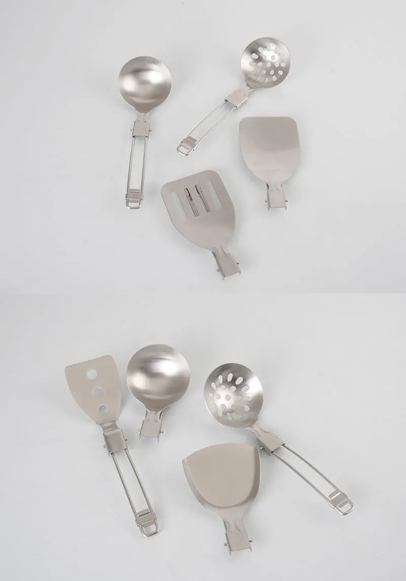 2PCS Stainless Steel Camping Folding Shovel Spoon Outdoor Multifunctional Tableware(2)