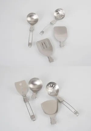 2PCS Stainless Steel Camping Folding Shovel Spoon Outdoor Multifunctional Tableware(2)