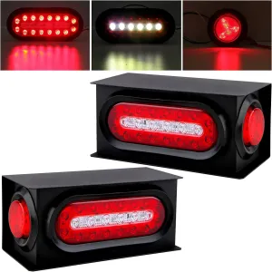 2Pcs Steel Boxes w/Trailer Tail Light Kit, Oval & 2" Round Red Side Marker Lights w/Grommets & Wire Pigtails